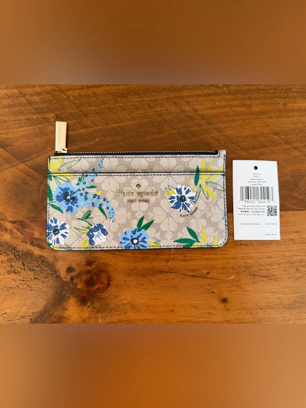 KATE SPADE FLOWER FLORAL LARGE SLIM CARD HOLDER